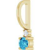 14K Gold Round Natural Blue Zircon Accented Pendant - Yellow Gold - view 8
