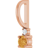 14K Gold Round Natural Citrine Accented Pendant - Rose Gold - view 8