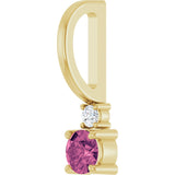 14K Gold Round Natural Pink Tourmaline Accented Pendant - Yellow Gold - view 8