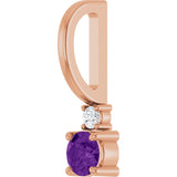 14K Gold Round Natural Amethyst Accented Pendant - Rose Gold - view 8