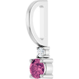 14K Gold Round Natural Pink Tourmaline Accented Pendant - White Gold - view 8