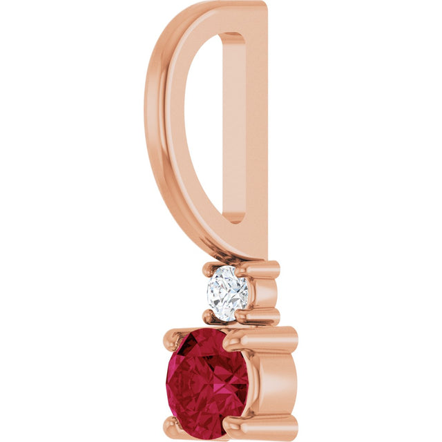 14K Gold Round Lab-Grown Ruby Accented Pendant – up to 0.015 CTW - Rose Gold - view 8
