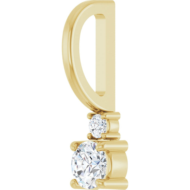 14K Gold Round Natural White Sapphire Accented Pendant - Yellow Gold - view 8