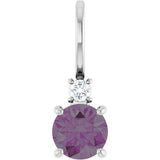 Platinum Round Lab-Grown Alexandrite Accented Pendant - view 7