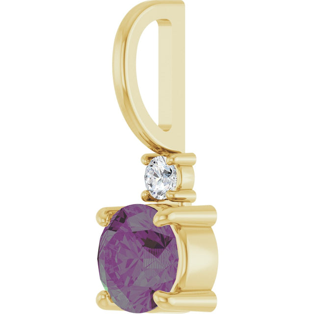 14K Gold Round Lab-Grown Alexandrite Accented Pendant - Yellow Gold - view 8