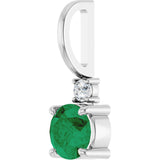 Platinum Round Natural Emerald Accented Pendant - view 8