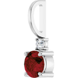 14K Gold Round Natural Mozambique Garnet Accented Pendant - White Gold - view 8