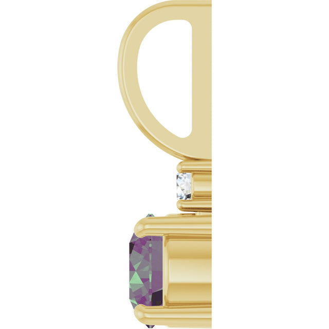 14K Gold Round Lab-Grown Alexandrite Accented Pendant - Yellow Gold - view 9
