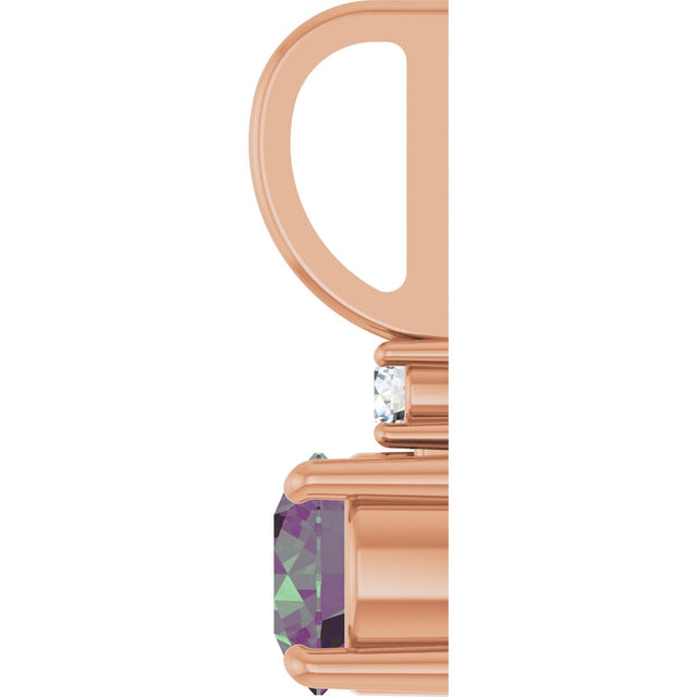 14K Gold Round Lab-Grown Alexandrite Accented Pendant - Rose Gold - view 9