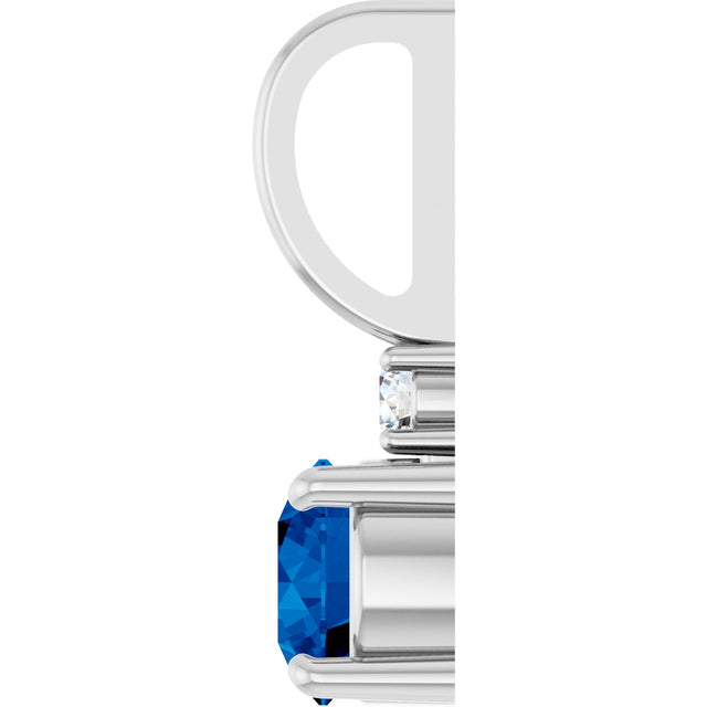 Platinum Round Natural Blue Sapphire Accented Pendant - view 9