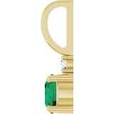 14K Gold Round Natural Emerald Accented Pendant - Yellow Gold - view 9