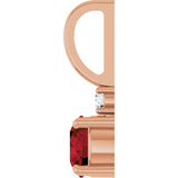 14K Gold Round Natural Mozambique Garnet Accented Pendant - Rose Gold - view 9
