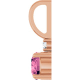 14K Gold Round Natural Pink Tourmaline Accented Pendant - Rose Gold - view 9