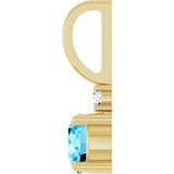 14K Gold Round Natural Aquamarine Accented Pendant - Yellow Gold - view 9