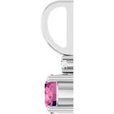 14K Gold Round Natural Pink Tourmaline Accented Pendant - White Gold - view 9