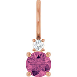 14K Gold Round Natural Pink Tourmaline Accented Pendant - Rose Gold - view 7