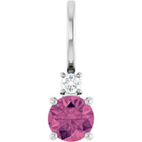 14K Gold Round Natural Pink Tourmaline Accented Pendant - White Gold - view 7