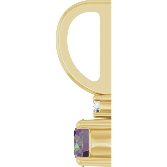 14K Gold Round Natural Alexandrite Accented Pendant - Yellow Gold - view 9