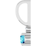 Platinum Round Natural Blue Zircon Accented Pendant - view 9