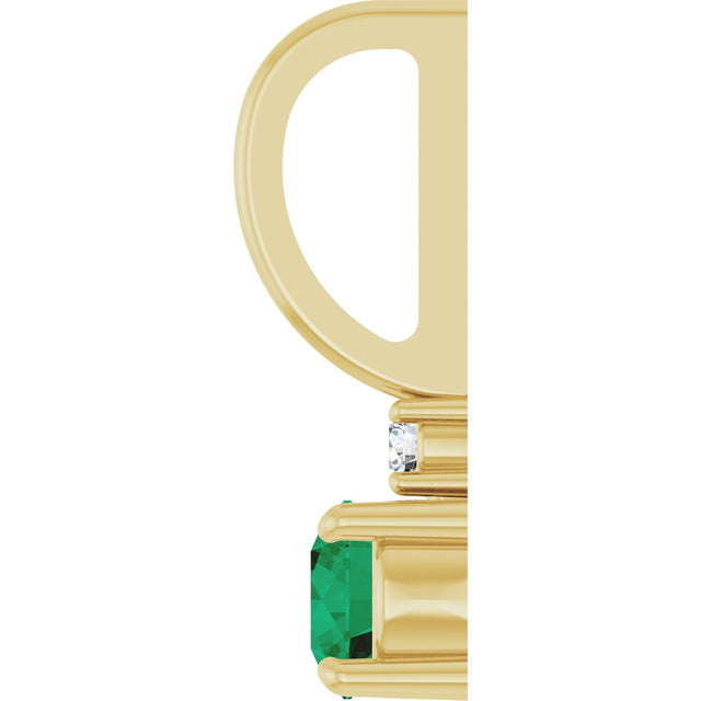 14K Gold Round Natural Emerald Accented Pendant - Yellow Gold - view 9