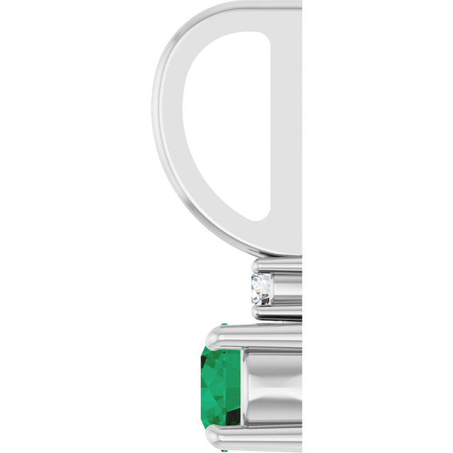 14K Gold Round Natural Emerald Accented Pendant - White Gold - view 9
