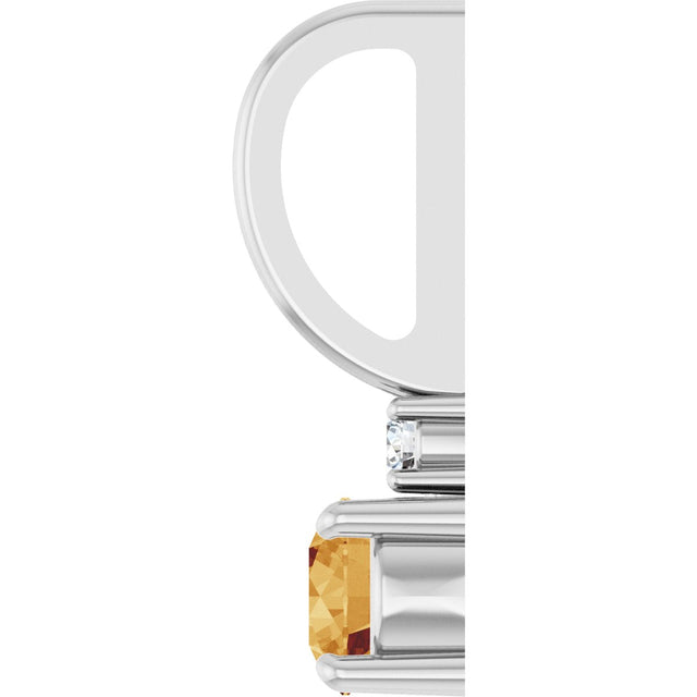 Platinum Round Natural Citrine Accented Pendant - view 9