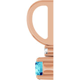 14K Gold Round Natural Blue Zircon Accented Pendant - Rose Gold - view 9