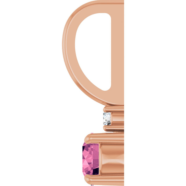 14K Gold Round Natural Pink Tourmaline Accented Pendant - Rose Gold - view 9