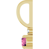 14K Gold Round Natural Pink Tourmaline Accented Pendant - Yellow Gold - view 9