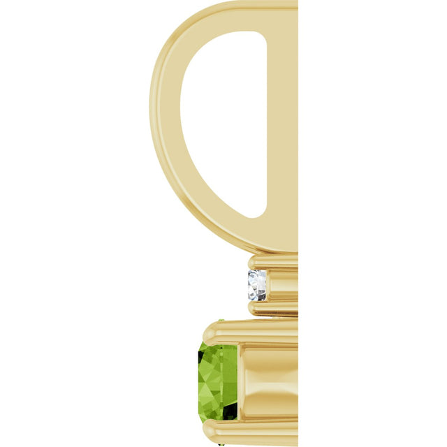 14K Gold Round Natural Peridot Accented Pendant - Yellow Gold - view 9