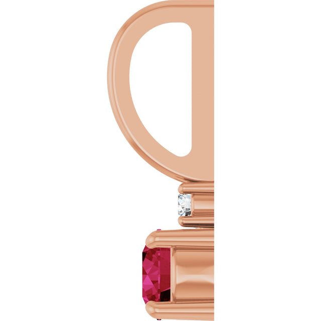 14K Gold Round Lab-Grown Ruby Accented Pendant – up to 0.015 CTW - Rose Gold - view 9