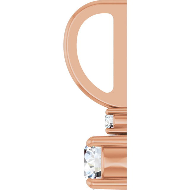 14K Gold Round Natural White Sapphire Accented Pendant - Rose Gold - view 9