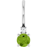 Platinum Round Natural Peridot Accented Pendant - view 7