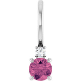 14K Gold Round Natural Pink Tourmaline Accented Pendant - White Gold - view 7