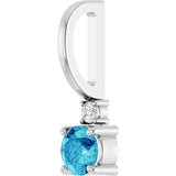 Platinum Round Natural Blue Zircon Accented Pendant - view 8