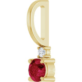 14K Gold Round Natural Ruby Accented Pendant - Yellow Gold - view 8