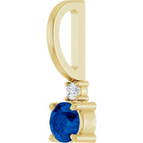 14K Gold Round Lab-Grown Blue Sapphire Accented Pendant – up to 0.015 CTW - Yellow Gold - view 8