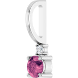 14K Gold Round Natural Pink Tourmaline Accented Pendant - White Gold - view 8