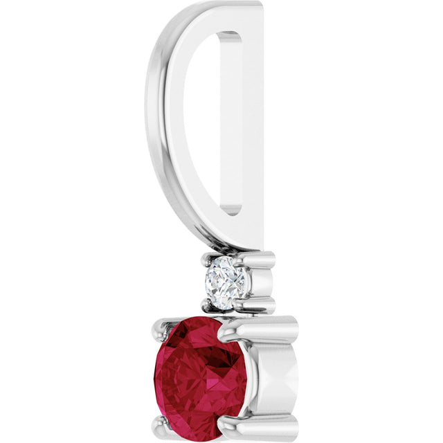 Platinum Round Lab-Grown Ruby Accented Pendant – up to 0.015 CTW - view 8