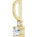 14K Gold Round Natural White Sapphire Accented Pendant - Yellow Gold - view 8