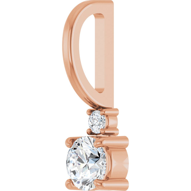 14K Gold Round Natural White Sapphire Accented Pendant - Rose Gold - view 8