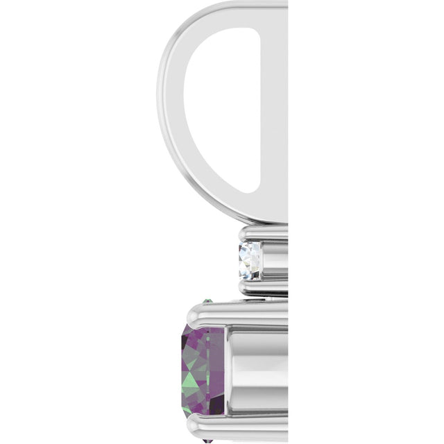 Platinum Round Lab-Grown Alexandrite Accented Pendant - view 9