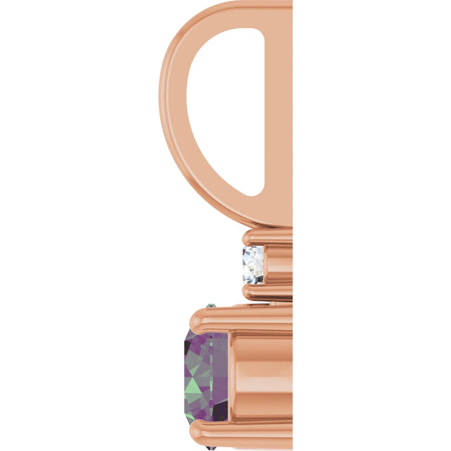 14K Gold Round Lab-Grown Alexandrite Accented Pendant - Rose Gold - view 9