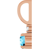 14K Gold Round Natural Aquamarine Accented Pendant - Rose Gold - view 9