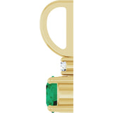 14K Gold Round Natural Emerald Accented Pendant - Yellow Gold - view 9