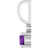 Platinum Round Natural Amethyst Accented Pendant - view 9