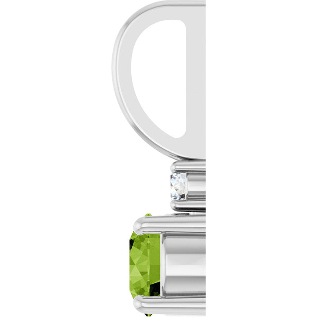 Platinum Round Natural Peridot Accented Pendant - view 9