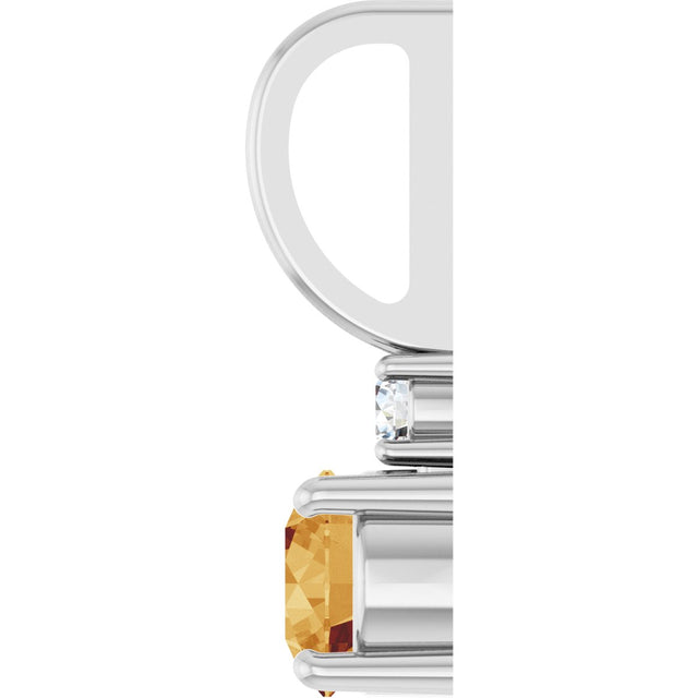 Platinum Round Natural Citrine Accented Pendant - view 9