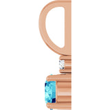 14K Gold Round Natural Blue Zircon Accented Pendant - Rose Gold - view 9