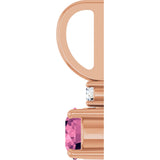 14K Gold Round Natural Pink Tourmaline Accented Pendant - Rose Gold - view 9